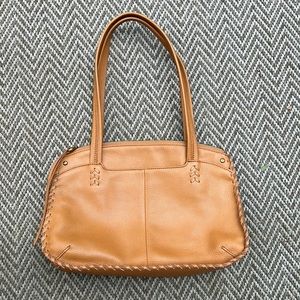 HOBO Tan Leather Shoulder Bag with Whipstitch Trim